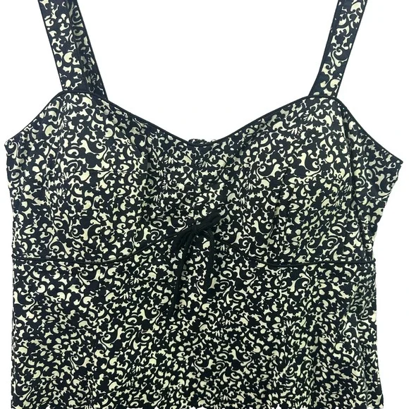 R&K Originals VTG Women's Strap Floral Dress Black/White fit and flare Sz 12 - Picture 4 of 16